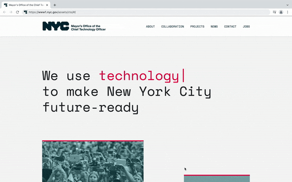the homepage of the NYC CTO website